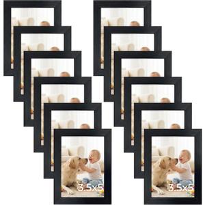 Giftgarden 12 Pack 3.5x5 Picture Frame Black, Multiple 3.5 x 5 Photo Frames Bulk for Tabletop Display or Wall Hanging