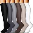 Copper Compression Socks for Women & Men (6 pairs) - Best Support for Nurses, Running, Hiking, Recovery (Large-X-Large, 25 Black/Gray/Gray/Brown/Nude/White)