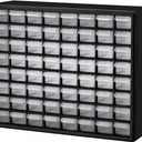 Akro-Mils 64-Drawer Plastic Drawer Storage Cabinet for Garage Organization, Bead Organizer, Building Bricks Storage, Teacher Toolbox, Makeup Organizer, 20-Inch W x 6-Inch D x 16-Inch H, 10164 Black