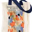 Aesthetic Heavy Canvas Tote Bag with Pocket for Women, Cloth Gusseted Totes Bag with Pattern for Shopping (Bible Art)