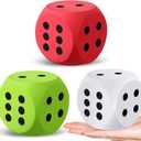 Shappy 3 Inches Foam Dice Fun Filled Large Educational Toy Kawaii Giant Decorative Eva Foam Jumbo Dice Big Square Building Blocks for Board Game Nights Learning Sessions(Red Green White,3 Pcs)