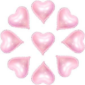 50pcs Pink Heart Foil Balloons, 10inch Pink Heart Mylar Balloons for Love Heart Balloon Valentines Birthday Wedding Party Decoration