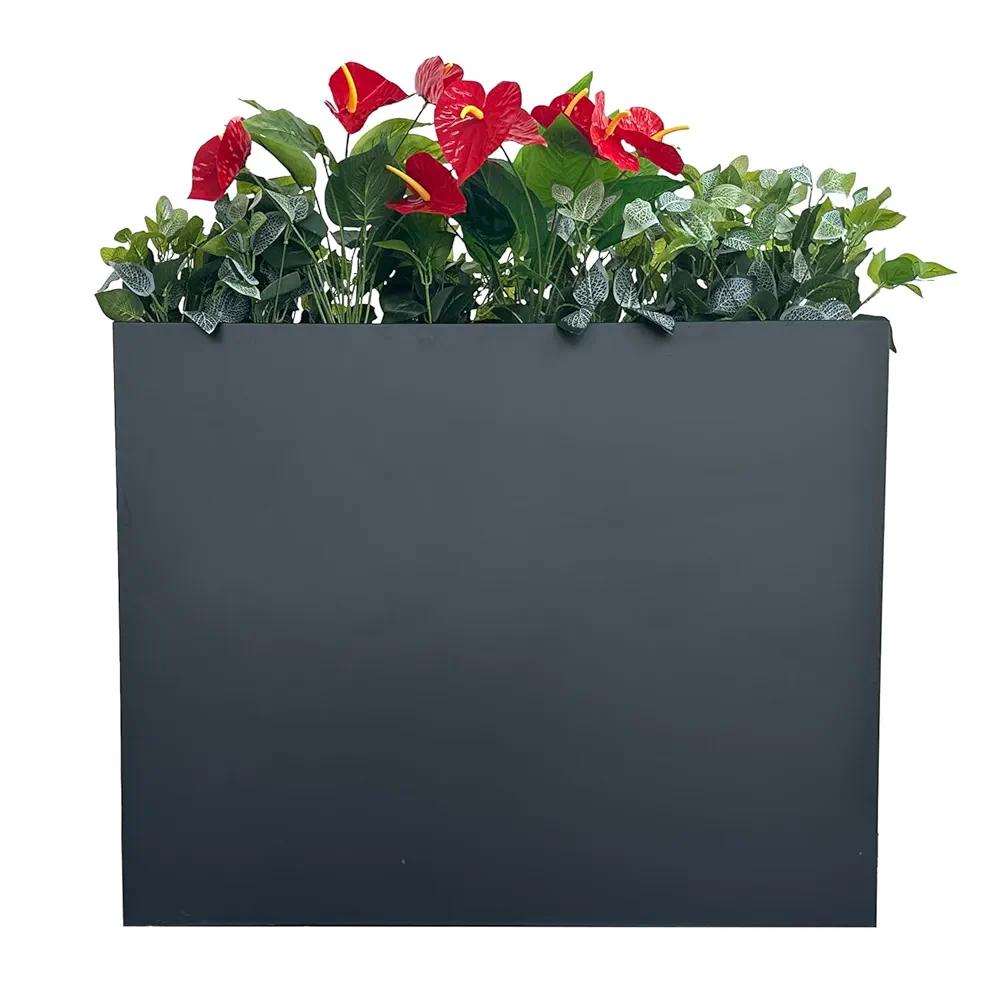 MinCHI257 38" L x 13" W x 30" H Metal Tall Rectangular Planter - Large Planter Box for Outdoor Patio/Porch Modern Design for Plants, Flowers, Garden,Spliced Flower Pot (Black)