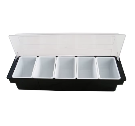 Kitchen Tools Plastic 5 Compartment Condiment Holder Restaurant Bar Condiment Holder
