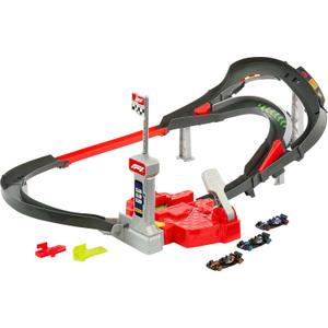 Hot Wheels Toy Car Track Set, 3 Formula 1 Die-Cast Vehicles in 1:64 Scale: McLaren F1 Team, Alpine & VCARB, Sprint Race Circuit (Teams May Vary)