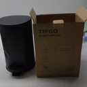 TIPGO 1.2 Gallon Small Black Trash Can, 4.5 Liters Bathroom Garbage Can with lid, Mini Step Trash Bin, Stainless Steel Wastebasket for Bathroom, Bedroom, Office (Matte Black)