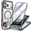 Miracase for iPhone 17 Pro Max Case 6.9" Full-Body Phone Case with Built-in Glass Screen Protector& Full Camera Protector, [Magnetic with MagSafe] Drop Proof 17 ProMax Cover, Clear Black