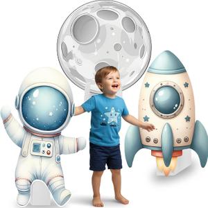 3 Pcs Baby Shower Birthday Decorations Large Cutouts Gender Reveal Sign 1st Birthday Party Centerpieces for Baby Shower Party Supplies Photo Booth Props Backdrops Decor(Outer Space,Large)