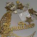 DoubleFill 10 inch Ramadan Decorations Acrylic Islamic Table Centerpiece Ramadan Mubarak Sign EID Decoration Islamic Home Decor Crescent Moon Hollow Star Ornament for Eid Mubarak Tabletop(Gold)