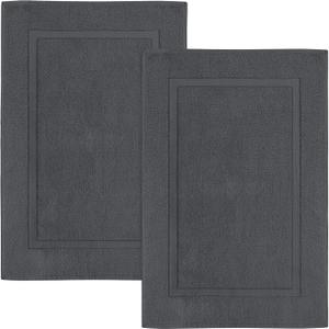 Utopia Towels Cotton Banded Rug, Bath Mats, Not a Bathroom Rug, 21 by 34 Inches, 100% Ring Spun Cotton, Highly Absorbent Shower Bathroom Floor Mat, Gray, 2 Pack