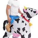 HSCTEK Inflatable Cow Costume Adult Men Women, Blow up Ride on Animal Cosplay Teen, Riding Halloween Rider Clothes Plus L
