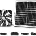 7.1" Large Airflow Solar Powered Greenhouse Fan, 25W Vent Exhaust Intake Solar Fan for Chicken Coop, Waterproof Outdoor Solar Fans, 16.5 ft Long Cord for Dog House, Shed, Cabin