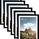 PEALSN 10x13 Picture Frames Set of 6, Display Pictures 9x12 with Mat or 10x13 without Mat for Wall Mounting or Table Top, Photo Frames Collage for Wall Decor, Black.