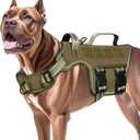 Dog Harness for Large Dogs Heavy Duty, No Pull Tactical Dog Harness with Molle System, Easy On and Off Service Dog Vest, Breathable Padded, Adjustable Reflective Pet Vest for Walking Hiking Training (XL(Neck:21-32",Chest:26-39"),75-135 lbs, Khaki)