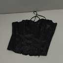 SOLY HUX Women's Lace up Boned Overbust Corset Tube Top Zipper Waist Cincher Bustier Bodyshaper Tops M 