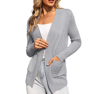 ANRABESS Women's Cardigan Long Knitted, Light Gray Size S