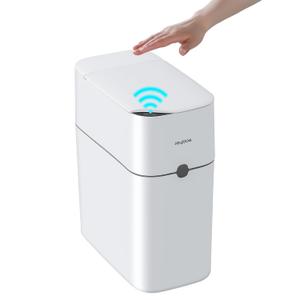 funest Sensor Bathroom Trash Can with Lid,3 Gallon Touchless Trash Bin,Plastic Slim Garbage Can Small Wastebasket for Toilet,Bedroom,Office,White