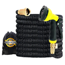Expandable Garden Hose 50 ft with 10 Function Nozzle Sprayer, Lightweight Flexible Water Hose with Durable Collapsible Latex Core & Solid Brass Fittings, 50ft Retractable Stretch Hose, Black