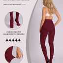 MERYLURE 240D Tights for Women, Opaque Soft High Waist Control Top Pantyhose Solid Color Footed Stockings Colorful Nylon (Medium, Wine Red)