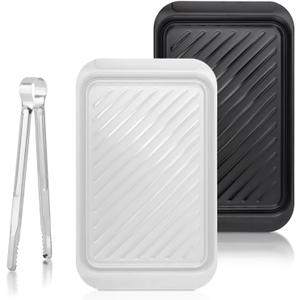 2PCS Grilling Prep and Serve Trays,BBQ Platter for Ra-w Meat Marinating and Finished Cooked Food,Melamine Serving Trays for Marinating, Serving & Chopping,for Outdoor Party