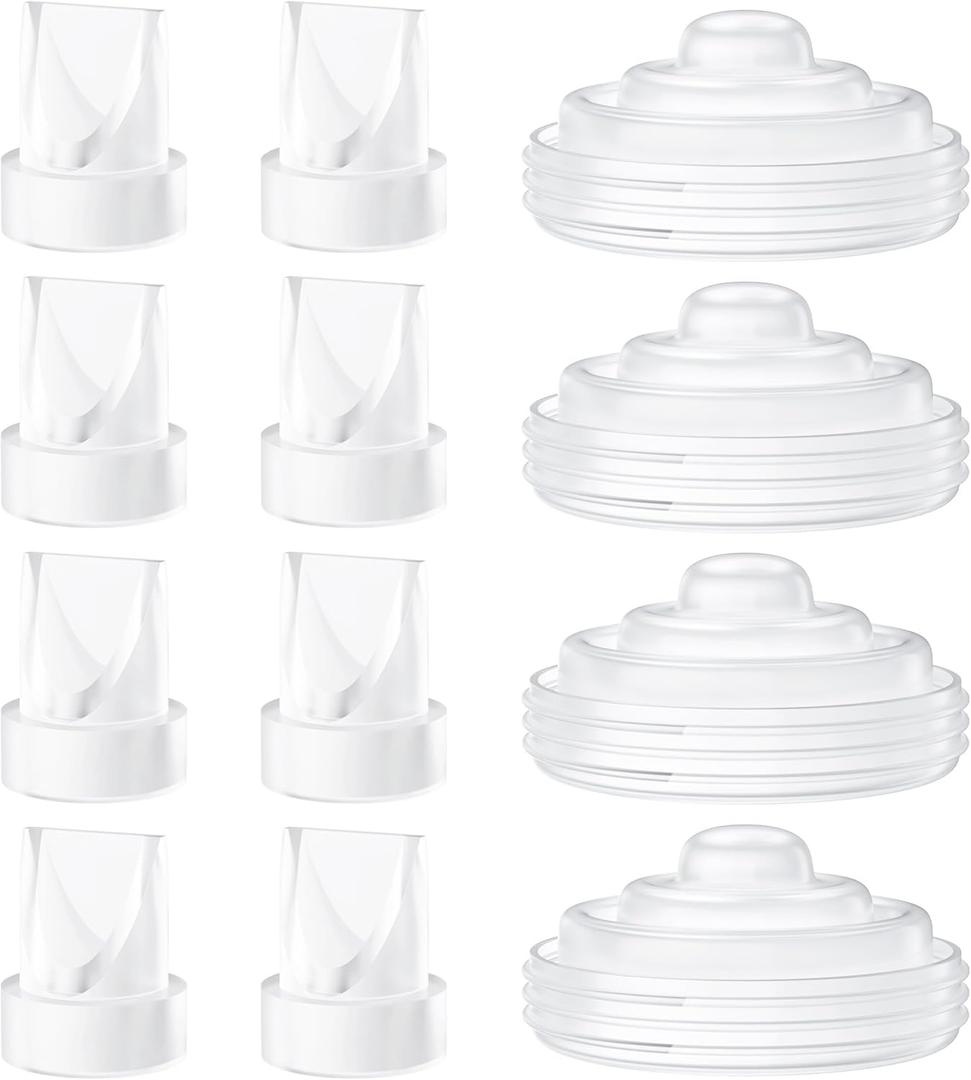 12 Pack Pump Parts, 8PCS Duckbill Valves 4PCS Silicone Diaphragm Compatible with Momcozy M5, Replace Mom Cozy M5 Replacement Parts (V8pc+D4pc)