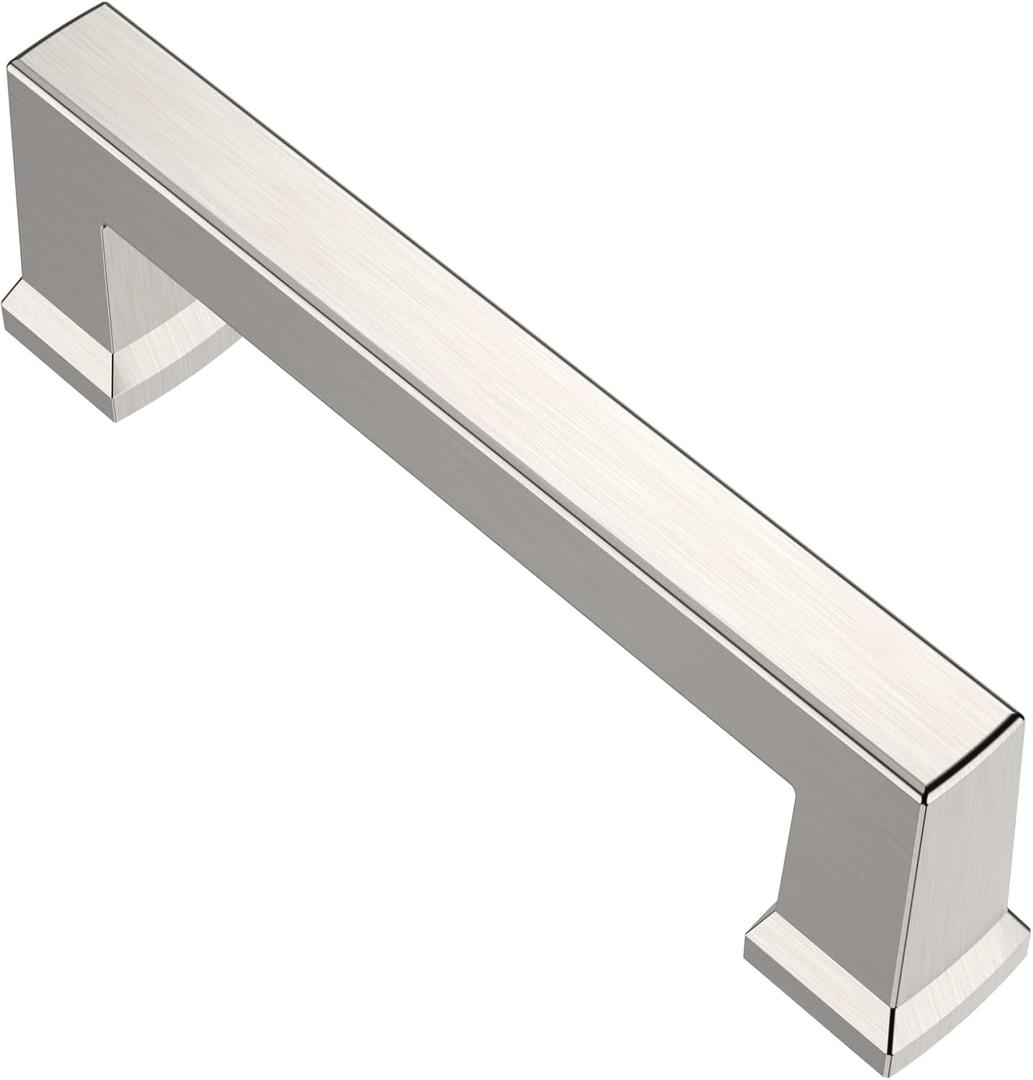 Alzassbg 10 Pack Brushed Satin Nickel Cabinet Pulls, 3-1/4 Inch(82.5mm) Hole Centers Modern Cabinet Handles Kitchen Pulls for Cabinets and Drawer AL3043SN