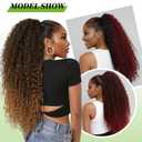Drawstring Ponytail Extension for Women Afro Kinky Curly Synthetic 26 Inch Long Ombre Brown Pony Tails Hair Pieces for Quick Secure Hairstyle Daily Use