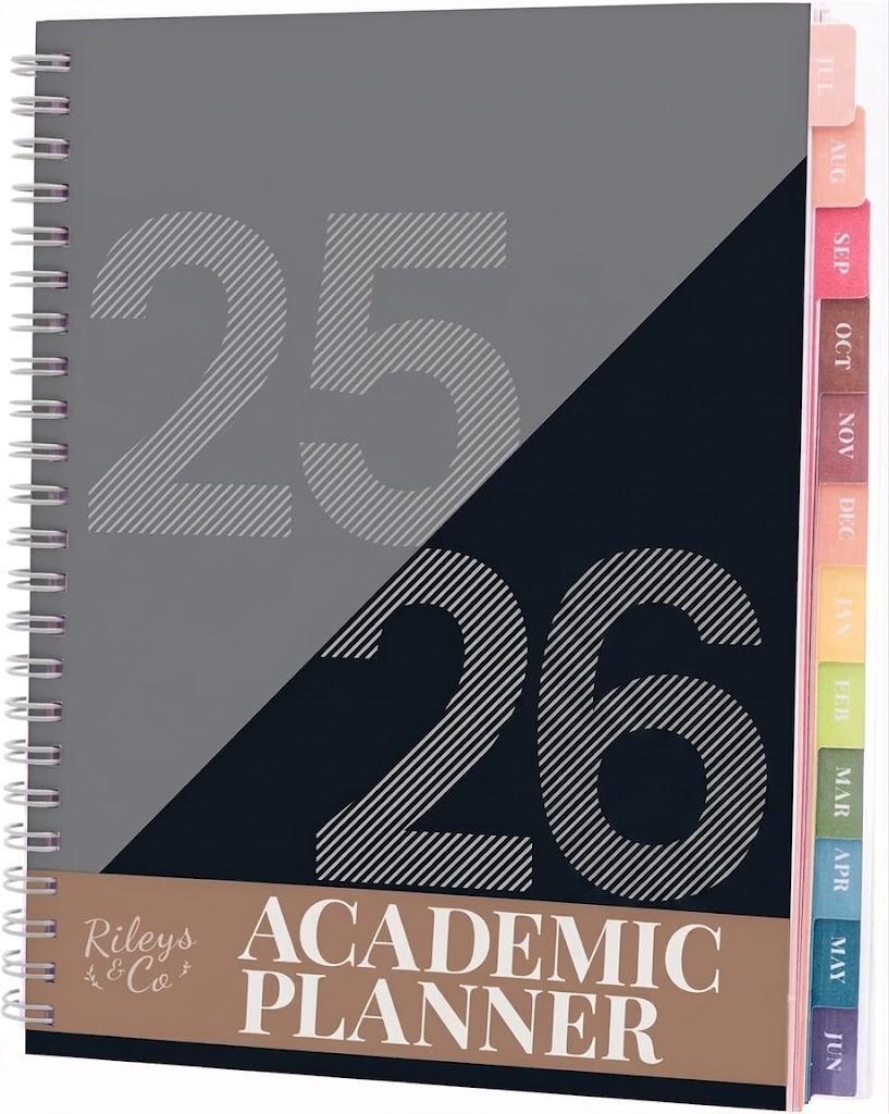 Rileys 2025-2026 18-Month Academic Weekly Planner - Geographic Weekly & Monthly Agenda Planner, Flexible Cover, Notes Pages, Twin-Wire Binding (8.5 x 11 inch, Black)