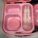 Itslife Bento Lunch Box Set for Kids with 12oz Soup Thermo&Lunch Bag, Leak-Proof Lunch Food Containers for Kids School, 5 Compartment, Sauce Cup, 10 Notes (Unicorn Pink)