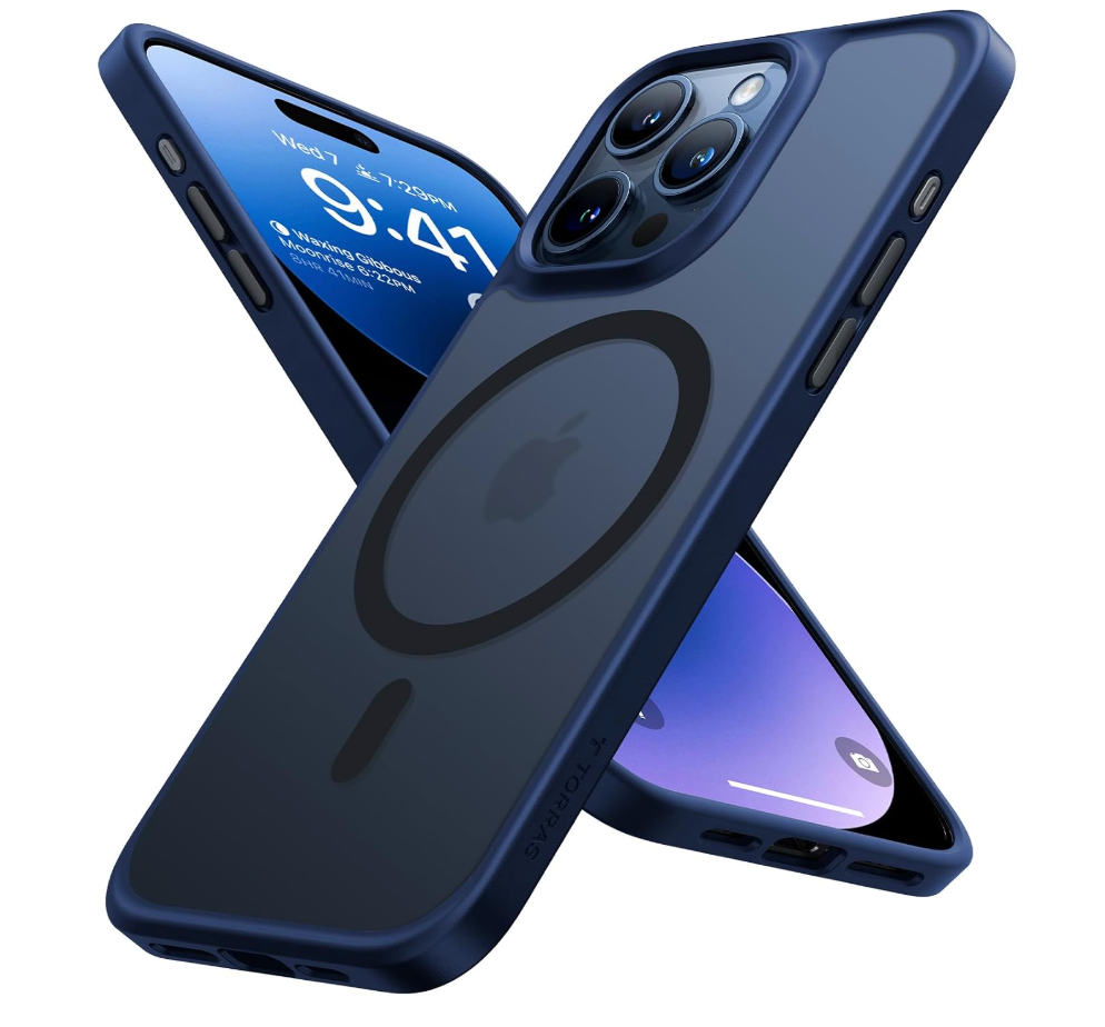TORRAS Ultra Magnetic for iPhone 15 Pro Case, [3X MilitaryGrade Drop Tested] [Compatible with MagSafe], Shockproof Translucent Durable Slim Protective AntiScratch AntiFingerprint, Black