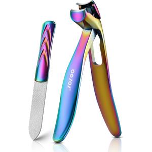 BEZOX Toe Nails Clipper - Toenail Clippers for Seniors Thick Toenails, Ergonomic Fingernail Clipper for Men and Women - Rainbow (Large, Titanium)