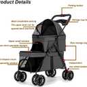 Double Dog Stroller for Medium Small Dogs and Cats Load-Bearing Up to 50lbs, Durable 360 Universal Wheels Lightweight One Hand Foldale Kittens Puppies Travel Stroller Cart(Double)