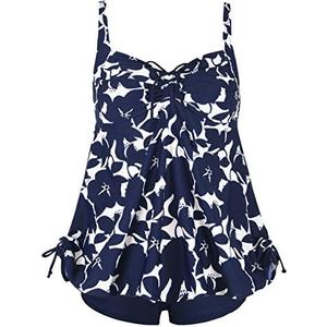 Septangle Women Plus Size Bathing Suits Paisley Print Two Piece Swimsuit Tankini Swimwear, 12