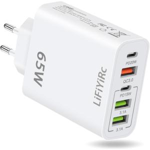 European Travel Plug Adapter, Type C Charger Block PD 20W QC3.0 Fast Charging, 2 USB C 3 USB A Power Adaptor to Europe Compatible with iPhone 17 16 15 14 13 12 Pro Max XS XR X Plus, Galaxy