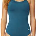 baleaf Women's Athletic Training Adjustable Strap One Piece Swimsuit Swimwear Bathing Suit Steel Blue 38/Large
