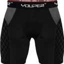 Youper Adult Elite Compression Padded Sliding Shorts w/Cup Pocket for Baseball, Football (Large, Black Black)