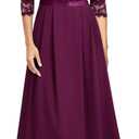 MISSMAY Women's Formal Floral Lace 2/3 Sleeves Long Evening Party Maxi Dress (Red, S)