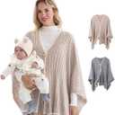 Momcozy Knit Nursing Cover  Soft & Cozy Full Coverage Nursing Shawl for Breastfeeding and Pumping, Versatile Fall/Winter (One Size, Oatmeal Heather)