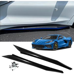 Side Skirts Compatible with Chevy Corvette C8 Z51 2024 2023 2022 2021 2020 Left Right Side Skirt Rocker Panel Kit(Glossy Black)
