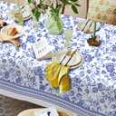Rectangle Tablecloth - 60 x 84 Inch Blue Floral Rustic Tablecloth Classic French Country Printed Table Cover for Farmhouse Decoration, Suitable for Home, Kitchen Dining