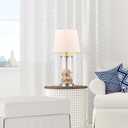 Globe Electric 67155 Maya 21" Fillable Table Lamp, Clear Glass and Steel Base, White Fabric Shade