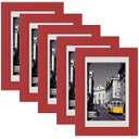 eletecpro 4x6 Picture Frames Set of 5, Picture Frame Collage Wall Decor Display 3.5x5 Photo with Mat or 4x6 Without Mat, Home Decor Gallery Frame for Table Top or Wall Mounting, Red