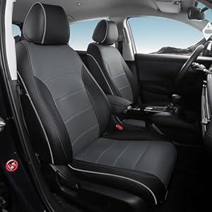 FEINEPRO HRV Seat Covers for Honda HRV EXL 2023 2024 2025 2026 1:1 Custom Leather Car Seat Cover Full Set Waterproof - BlackGrey