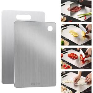 Stainless Steel Cutting Board, 2026 Upgrade Non Toxic Cutting Boards for Kitchen Hygiene Double Sided Chopping Board for Meat/Vegetables,316 Metal Dishwasher Safe Kitchen Gifts(4PC-S+L+XL+XXL)