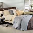 Superior Italian Paisley Cotton Blend 600 Thread Count Duvet Cover Set, Oversized Comforter Cover, Floral Bedding Essentials, Button Closure, Includes 1 Duvet Cover, 2 Pillow Shams, Full/Queen, Blue