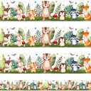 Colarr 50ft Jungle Animal Bulletin Board Borders Jungle Safari Themed Decoration Animals Border Trim Colorful Classroom Cutouts Back to School Decals Blackboard Office Chalkboard Whiteboard Wall Decor
