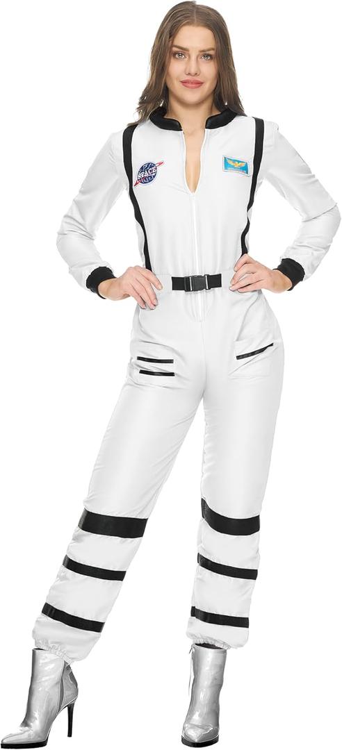 Spooktacular Creations Adult Astronaut Costume Women, Womens Halloween Costumes 2025 (XX-Large, White)