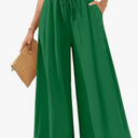 Bestbee Womens Palazzo Pants Wide Leg Gauchos Teacher Summer OutfitsFlowy Ankle Cropped Pant Dressy Casual Boho Pants Business Slacks Elastic Waist with Pockets, Size M