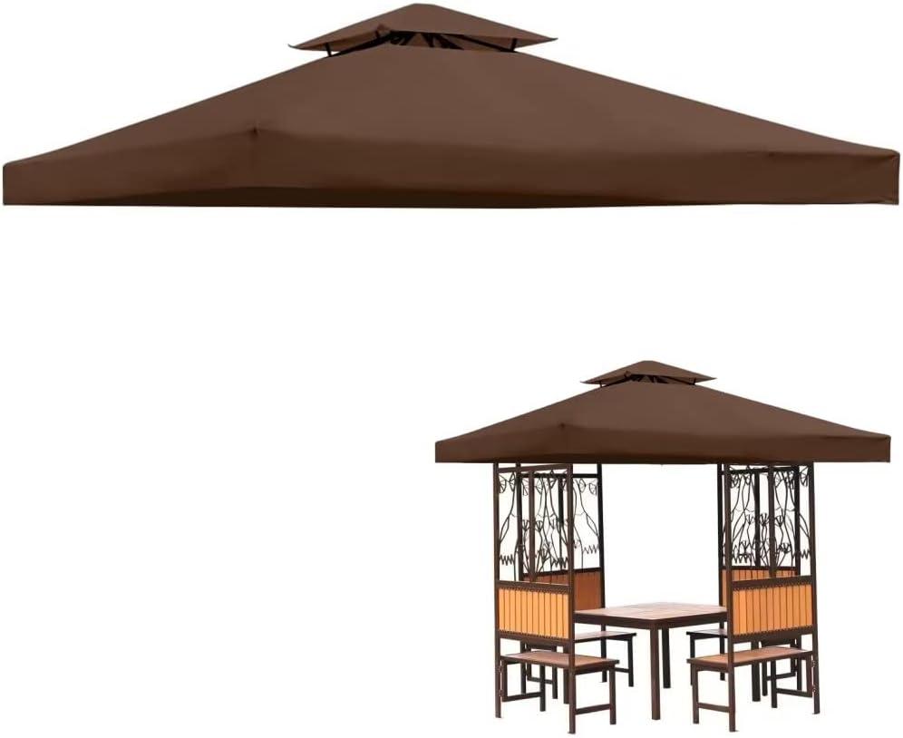 perixir Gazebo Canopy Top Replacement Cover 117"x117", 2-Tiersfor Smaller 10'x10' Dual-Tier Gazebo Canopy, Water, Dirt, and UV Resistant Canopy Replacement Cover(Brown)