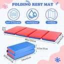 Marsui Folding Kids Nap Mats for Preschool Daycare 4 Section Folding Rest Mats Daycare Sleeping Mat for Kid 2 Inch Thick Portable Resting Floor Sleep Mat Baby Changing Pad for Kindergarten(Red,Blue)
